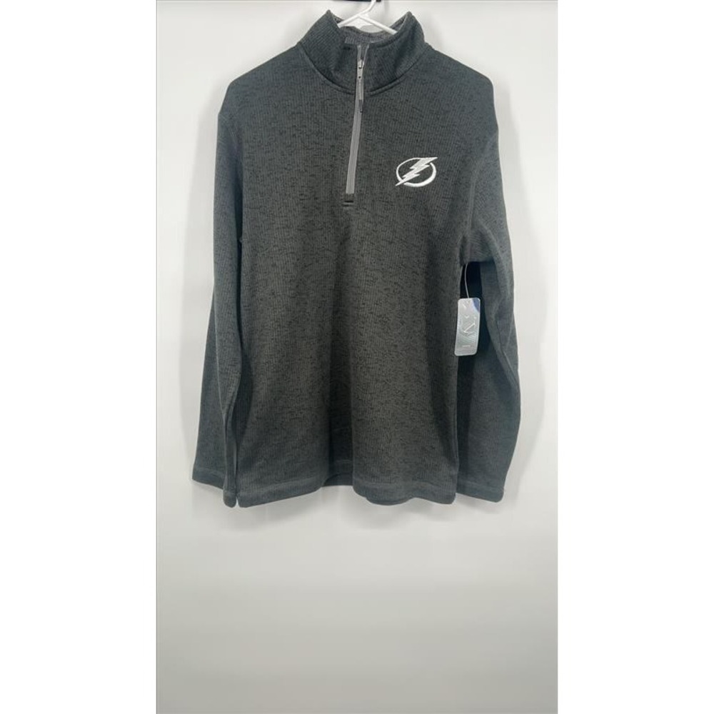 NHL Tampa Bay Lightning Quarter Zip Pullover Sweater Charcoal Gray Mens Medium